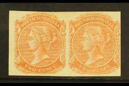 SOUTH AUSTRALIA 1876 2d IMPERF PLATE PROOF PAIR Printed In Orange Red On Watermarked Paper, Unused & Without Gum. Lovely - Sonstige & Ohne Zuordnung