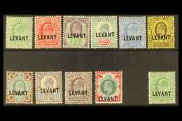 BRITISH CURRENCY 1905-12 "LEVANT" Overprints Complete Set Including The ½d Harrison Printing, SG L1/L10 Plus L11, Fine M - Levante Britannico