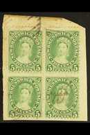 1860-63 5c Sap- Green (deep Yellow- Green), SG 16, Fine Used BLOCK OF FOUR On Piece With Part Of Back Flap / Cds. A Very - Autres & Non Classés