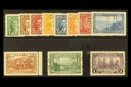 OFFICIALS 1939 Complete King George VI Definitive Set punctured With Type 2 "OHMS" Perfins, SG O120/O130, Never Hinged M - Altri & Non Classificati