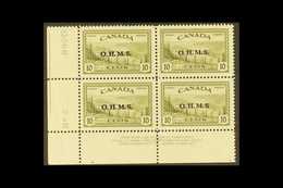OFFICIALS 1949 10c Olive Peace, L/h Bottom Corner Plate Ovptd "OHMS", Variety "missing Stop After S", SG O166/166a, Very - Altri & Non Classificati