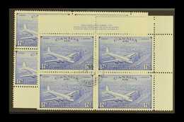 SPECIAL DELIVERY 1946 17c Ultramarine Air, Grave Accent, SG S17, Superb Used Inscription Blocks Of 4 For Top Right And B - Sonstige & Ohne Zuordnung