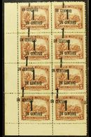 1944 1c On 5c Dull Brown DOUBLE SURCHARGE Variety (as Scott 506, SG 594), Fine Mint Corner BLOCK Of 8, Attractive. (8 St - Colombia