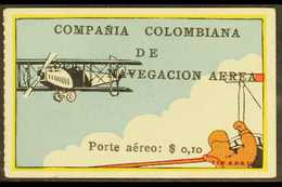 COMPANIA COLOMBIANA De NAVEGACION AREA 1920 10c Multicolored "Pilot Signalling Bi-Plane", SG 4, (Scott C5) Superb Unused - Colombia