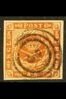 SCHLESWIG - HOLSTEIN 1858 4s Orange Brown, Mi 7a, SG 15 With 4 Clear Margins And Bearing A Lubeck Number "3" Target Canc - Sonstige & Ohne Zuordnung