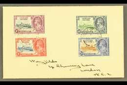 SOUTH GEORGIA 1935 Silver Jubilee Complete Set, SG 139/142, Fine Used On Cover Tied By South Georgia Cds Cancels Of 8 NO - Falklandinseln