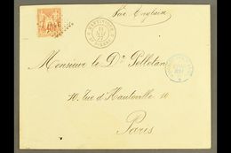 MARTINIQUE 1877 Cover To Paris Franked Sage 40c Orange Tied By MQE In Dotted Lozenge With Martinique St Pierre Cds In As - Altri & Non Classificati