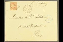MARTINIQUE 1877 Cover To Paris Franked Sage 40c Orange Tied By MQE In Dotted Lozenge With Martinique St Pierre Cds In As - Other & Unclassified