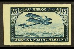 MOROCCO 1922-27 AIR 75c Blue Imperf, Yvert 4a, Very Fine Mint. For More Images, Please Visit Http://www.sandafayre.com/i - Other & Unclassified