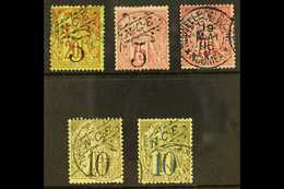 NEW CALEDONIA 1892-93 Surcharges On Stamps Of 1881 Complete Set, Yvert 36/40, Very Fine Used. (5 Stamps) For More Images - Other & Unclassified