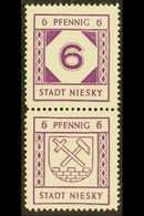 NIESKI 1945 (16 Oct) 6pf+6pf Violet-purple On White Coated Paper Vertical SE-TENANT PAIR, Michel SZd 8, Never Hinged Min - Other & Unclassified