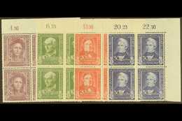 1949 Refugees' Relief Fund Complete Set (Michel 117/20, SG 1039/42), Superb Never Hinged Mint Upper Right Corner BLOCKS  - Andere & Zonder Classificatie