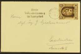1935 (13 Jan) Cover Addressed Locally Bearing 1934 10f Brown Madonna "Volkabstimmung" Overprint (Michel 194, SG 191) Tie - Other & Unclassified