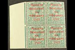 1922 DOLLARD 4d Grey-green With Carmine Overprint, SG 6c, Superb Nhm Left Marginal Block Of Four. For More Images, Pleas - Other & Unclassified