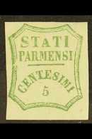 PARMA 1859 5c Blue Green, Provisional Govt, Variety "Short A", Sass 12b, Very Fine Mint, Large Part Og. Some Offsett On  - Unclassified