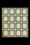 1863 15c Blue Imperf, Sass 11, Superb NEVER HINGED MINT Block Of 16. Rare And Magnificent Show Piece. Raybaudi Photo Cer - Zonder Classificatie