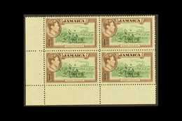 1938-52 1s Green & Purple Brown, SG 130, Never Hinged Mint Corner Block Of 4 (4 Stamps) For More Images, Please Visit Ht - Jamaica (...-1961)