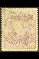 BRITISH EAST AFRICA 1897  50r Mauve, SG 99, Used With Squared Circle Mombassa Cancel And Fiscal Cancel Removed. For More - Vide