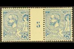 1901-21 Prince Albert 25c Blue (Maury & Yvert 25, SG 26), Number "5" MILLESIME GUTTER PAIR, Very Fine Never Hinged Mint. - Altri & Non Classificati