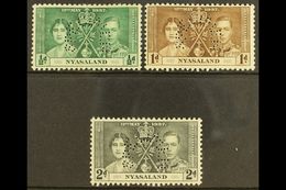 1937 Coronation Set Complete, Perforated "Specimen", SG 127s/129s, Very Fine Mint. (3 Stamps) For More Images, Please Vi - Nyasaland (1907-1953)