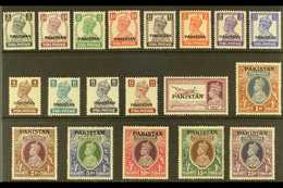 1947 Overprinted India KGVI Definitives Complete Set, SG 1/19, Very Fine Never Hinged Mint. (19 Stamps) For More Images, - Pakistan