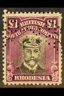 1913-19 £1 Black & Deep Purple, Die III, Perf.14, SG 279, Fiscally Used With Perfin. For More Images, Please Visit Http: - Sonstige & Ohne Zuordnung