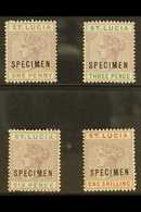 1886 - 7 Complete QV Set To 1s, Perforated "Specimen", SG 39s/42s, Fresh Mint, Part Og. (4 Stamps) For More Images, Plea - St.Lucia (...-1978)
