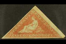 CAPE OF GOOD HOPE 1853 1d Brick-red Paper Slightly Blued Triangular, SG 3, Unused Regummed, Four Good To Large Margins,  - Unclassified