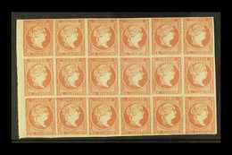 1856 4c Rose-red Thin Paper, SG 55, Michel 40, Fine Never Hinged Mint BLOCK Of 18, All Stamps With Four Margins, Usual B - Other & Unclassified