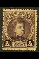 1901 4 Peseta Plum, SG 305, Mi 216, Fine Mint For More Images, Please Visit Http://www.sandafayre.com/itemdetails.aspx?s - Andere & Zonder Classificatie