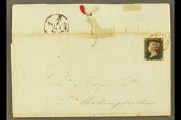 1840 (May 19th) Entire Letter To Wallingford Bearing 1d Black, Plate 2, Check Letters "L - E" With 4 Large Margins Nicel - Andere & Zonder Classificatie