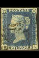 1840 2d Blue 'FA' Plate 2, SG 5, Used With Black Maltese Cross Cancel, 3+ Margins Just Touching At Right, Tiny Corner Th - Sonstige & Ohne Zuordnung