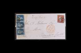 1852 (Dec 31st) E/L From Ripon To Barnard Castle Bearing An 1841 Imperf 1d Red "S-J" & A Strip Of Three 1841-51 2d Blue  - Andere & Zonder Classificatie