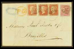 1855 (5th Dec). A Beautiful Franking Of The 1854-57 P14 1d Red Brown (SG 29) X3 (a Single & A Pair) & An 1855-57 4d Carm - Other & Unclassified