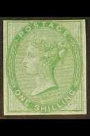 IMPRIMATUR 1856 1s Green Imprimatur On Blue Glazed Paper, Wmk Emblems, Spec J100, As SG 72, Mint With Large Margins On T - Altri & Non Classificati