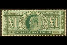 1902 £1 Dull Blue- Green De La Rue, SG 266, Mint Very Lightly Hinged (so Lightly Hinged That It Was Previous Purchased A - Ohne Zuordnung