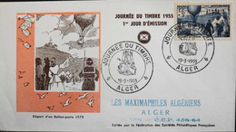 Enveloppe 1er Jour ALGERIE 1955 - Journée Du Timbre - Affr. N° 325 Y & T - Alger Daté Le 19.3.1955 -TBE - FDC