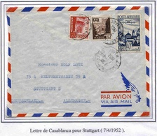 Maroc Allemagne Morocco Lettre Avion Airmail Cover Casablanca 7 4 1952 - Lettres & Documents