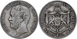 156 Taler, 1866, Friedrich I., AKS 124, J. 85, Kl. Rf., F. Ss. - Autres & Non Classés