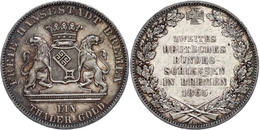 164 Taler, 1865, 2. Bundesschießen In Bremen, AKS 16, J. 27, Wz. Rf., Ss.  Ss - Bremen