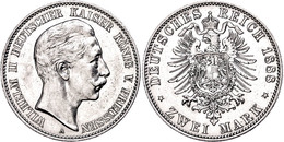 212 2 Mark, 1888, Wilhelm II., Vz., Katalog: J. 100 Vz - Autres & Non Classés