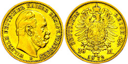 232 20 Mark, 1872, B, Wilhelm I., Kl. Rf., Ss., Katalog: J. 243 Ss - Sonstige & Ohne Zuordnung