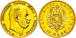 240 10 Mark, 1874, Wilhelm II., Kl. Rf., Kratzer Auf Dem Avers, Ss., Katalog: J. 245 Ss - Autres & Non Classés