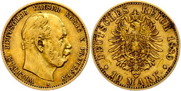 242 10 Mark, 1880, Wilhelm I., A, Ss., Katalog: J. 245 Ss - Other & Unclassified