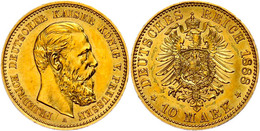 250 10 Mark, 1888, Friedrich III., Schrötlingsfehler, Vz., Katalog: J. 247 Vz - Altri & Non Classificati