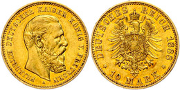 252 10 Mark, 1888, Friedrich III., Kl. Rf., Ss., Katalog: J. 247 Ss - Autres & Non Classés