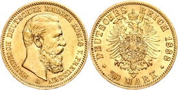 253 20 Mark, 1888, Friedrich III., Ss., Katalog: J. 248 Ss - Altri & Non Classificati