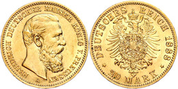253 20 Mark, 1888, Friedrich III., Ss., Katalog: J. 248 Ss - Sonstige & Ohne Zuordnung