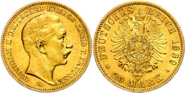 256 20 Mark, 1889, Wilhelm II., Kl. Rf., Ss-vz., Katalog: J. 250 Ss - Autres & Non Classés