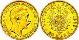 257 20 Mark, 1889, Wilhelm II., Kl. Rf., Ss., Katalog: J. 250 Ss - Other & Unclassified
